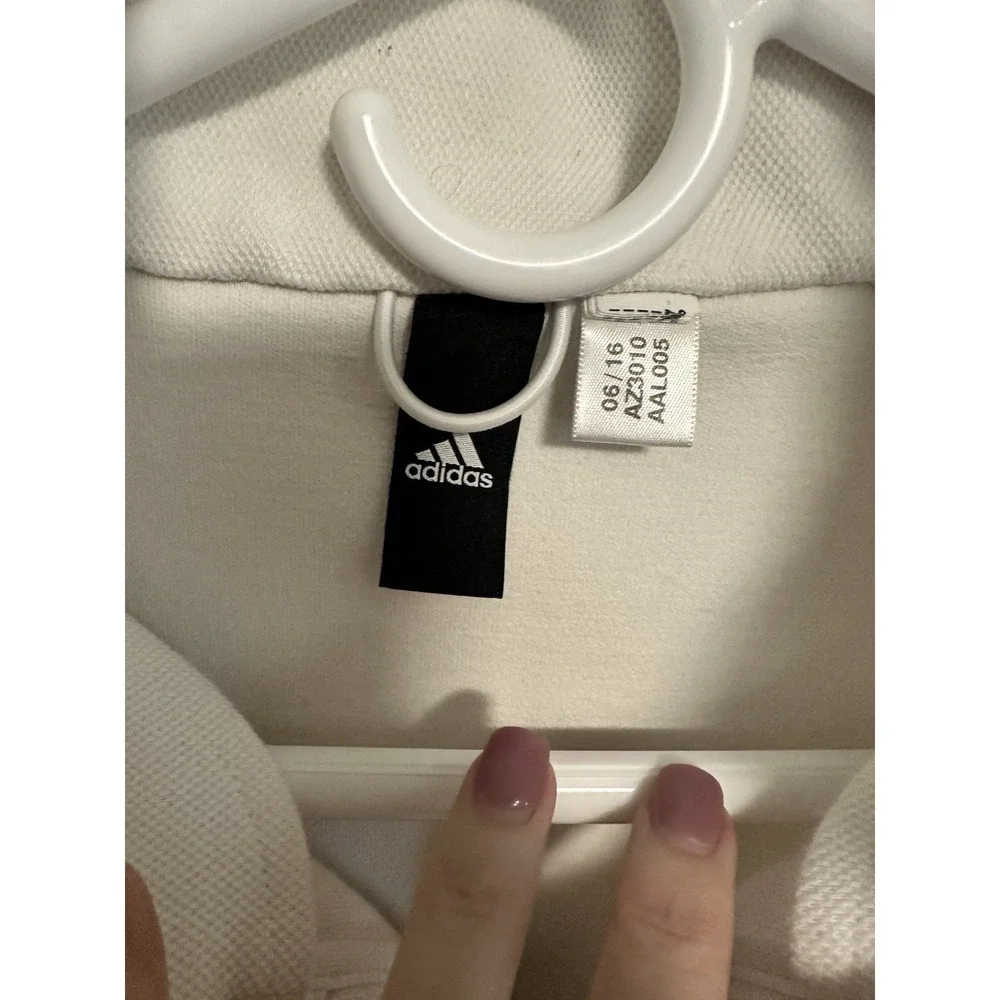 ADIDAS Woven 3/4 ZIP GOLF White Pullover L-XL‎ W Pouch Pockets